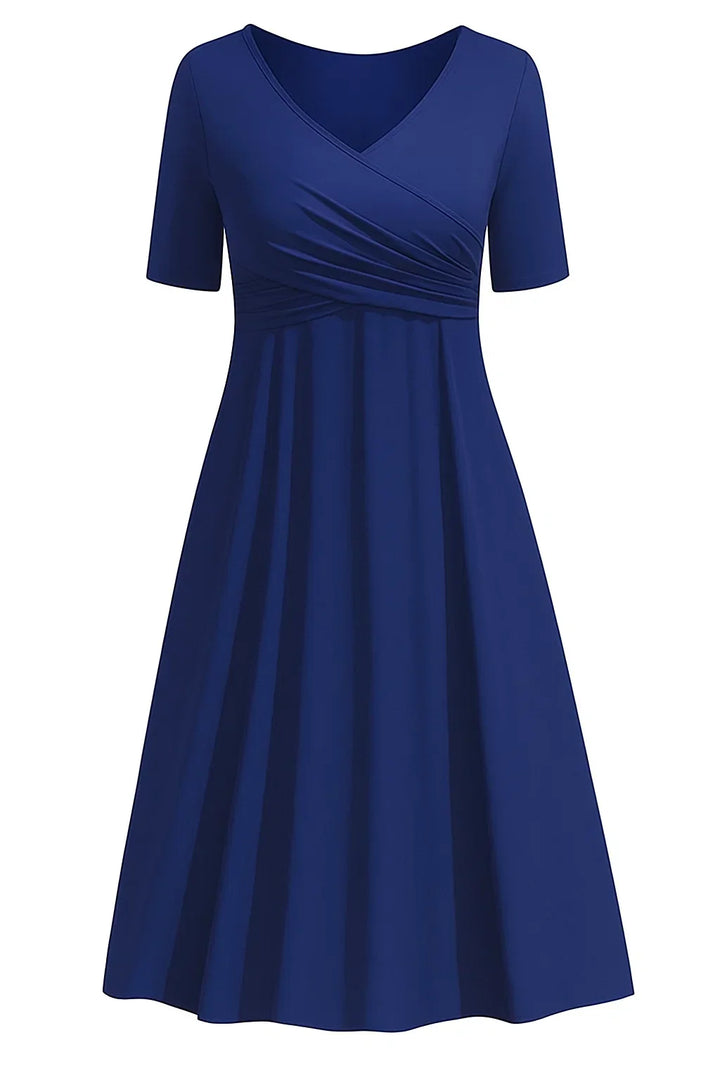 A-Linien Midikleid Damen Wickel-Oberteil mit Ausgestelltem Rock