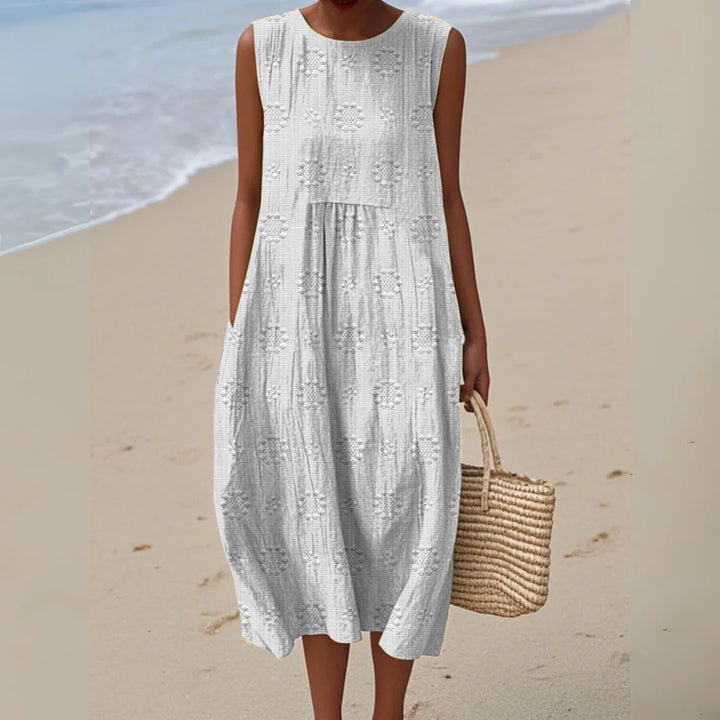 Ärmelloses Midikleid Damen Bestickte Oberfläche mit gerafftem Frontdetail