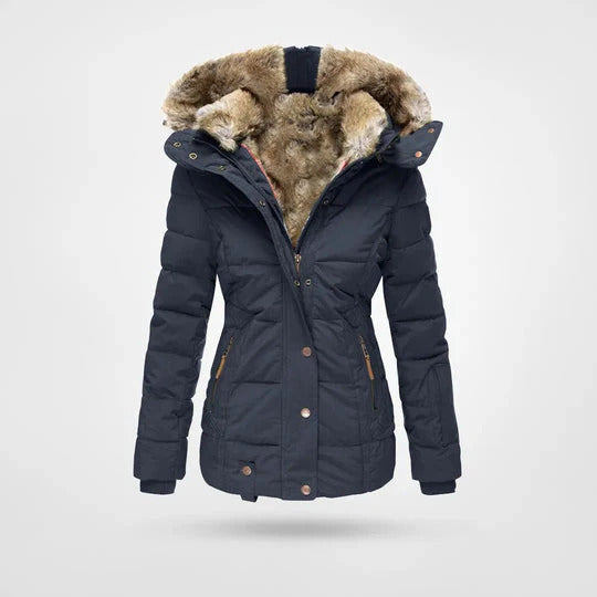 Elvira – Winterjacke mit Pelzkragen und schmaler Passform
