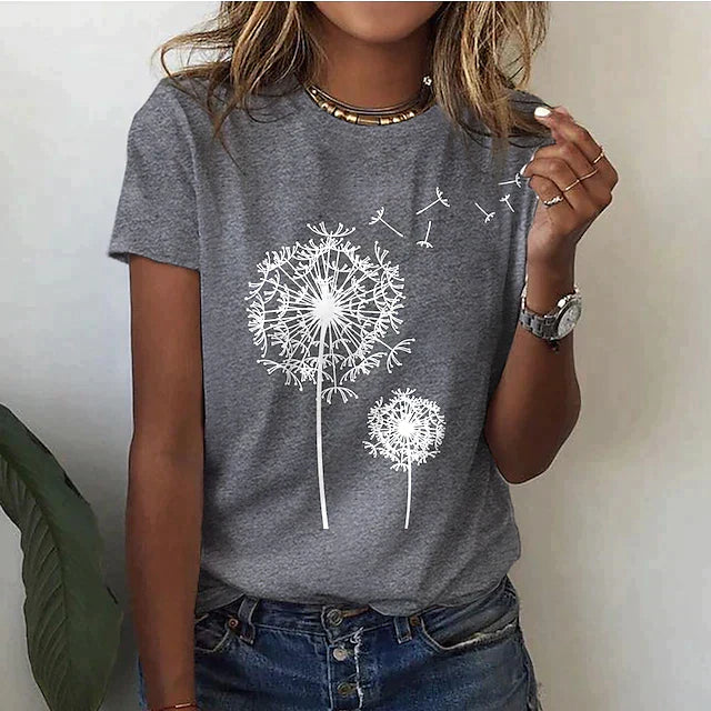 Grafik T-Shirt Damen Bedruckte Oberfläche mit Lockerer Passform