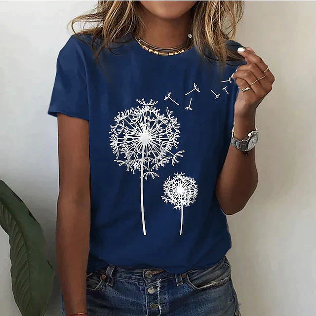 Grafik T-Shirt Damen Bedruckte Oberfläche mit Lockerer Passform