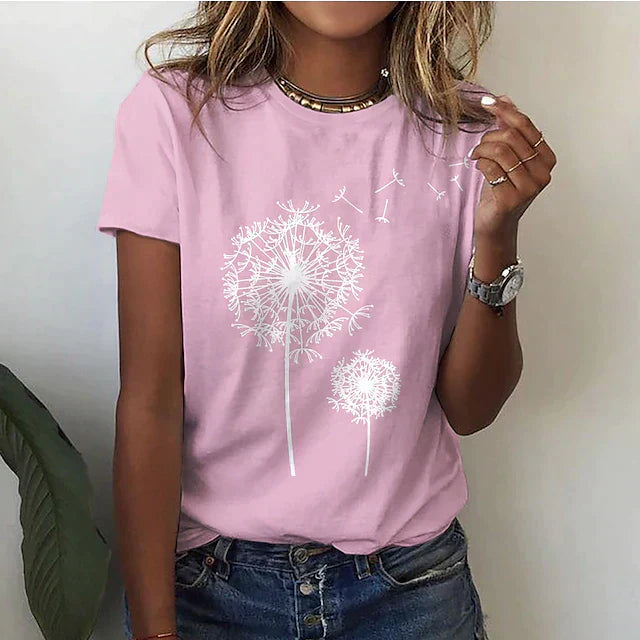 Grafik T-Shirt Damen Bedruckte Oberfläche mit Lockerer Passform
