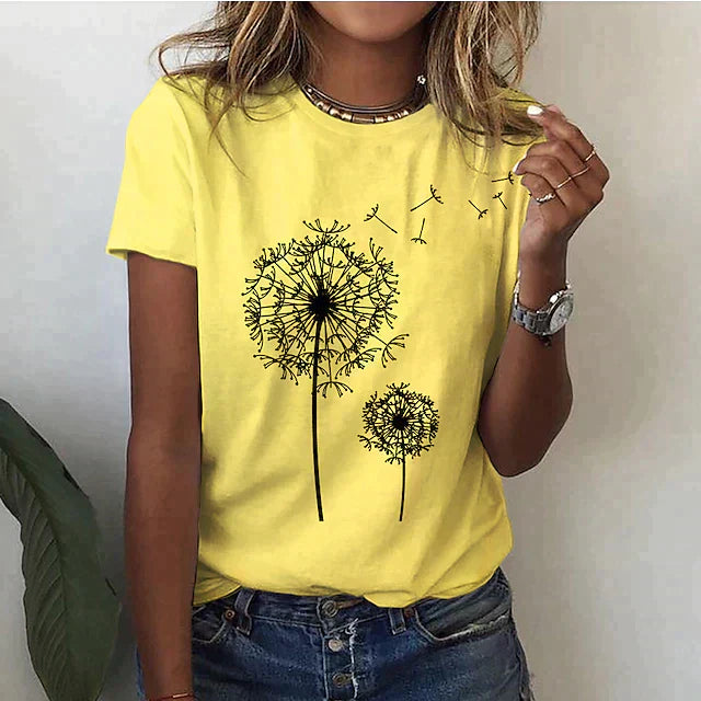 Grafik T-Shirt Damen Bedruckte Oberfläche mit Lockerer Passform