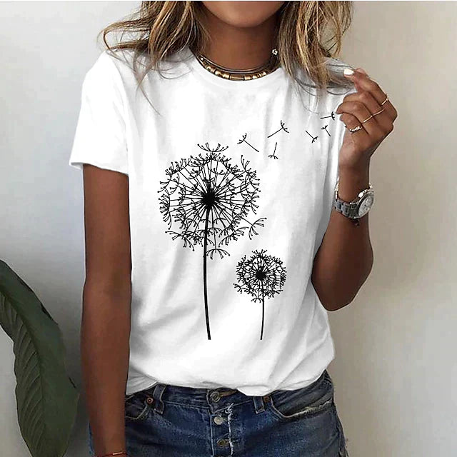 Grafik T-Shirt Damen Bedruckte Oberfläche mit Lockerer Passform