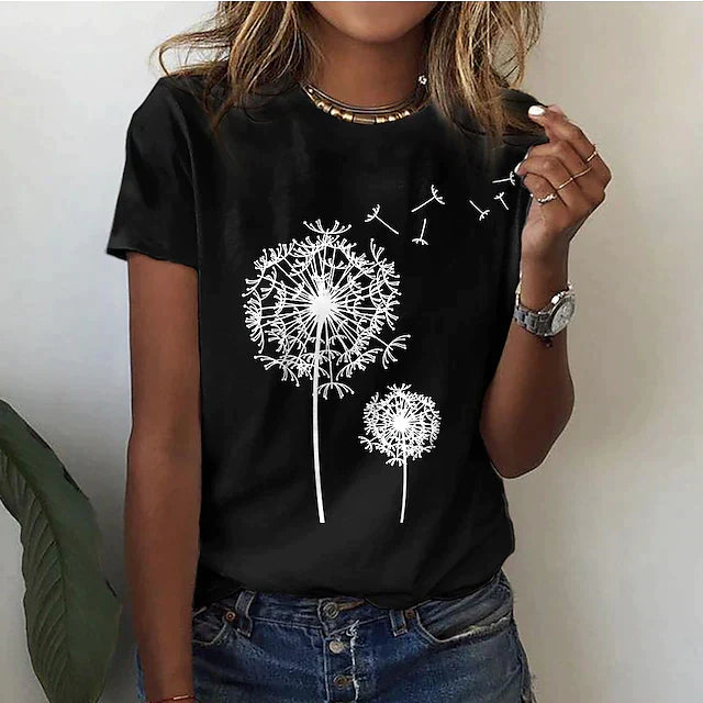 Grafik T-Shirt Damen Bedruckte Oberfläche mit Lockerer Passform