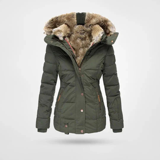 Elvira – Winterjacke mit Pelzkragen und schmaler Passform