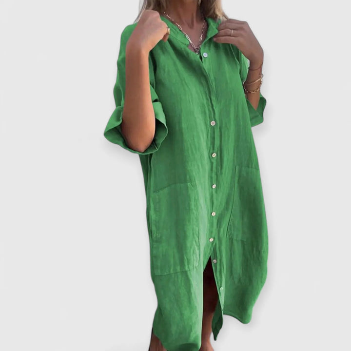 Hemdblusenkleid Damen Fließende Form mit durchgehender Knopfleiste