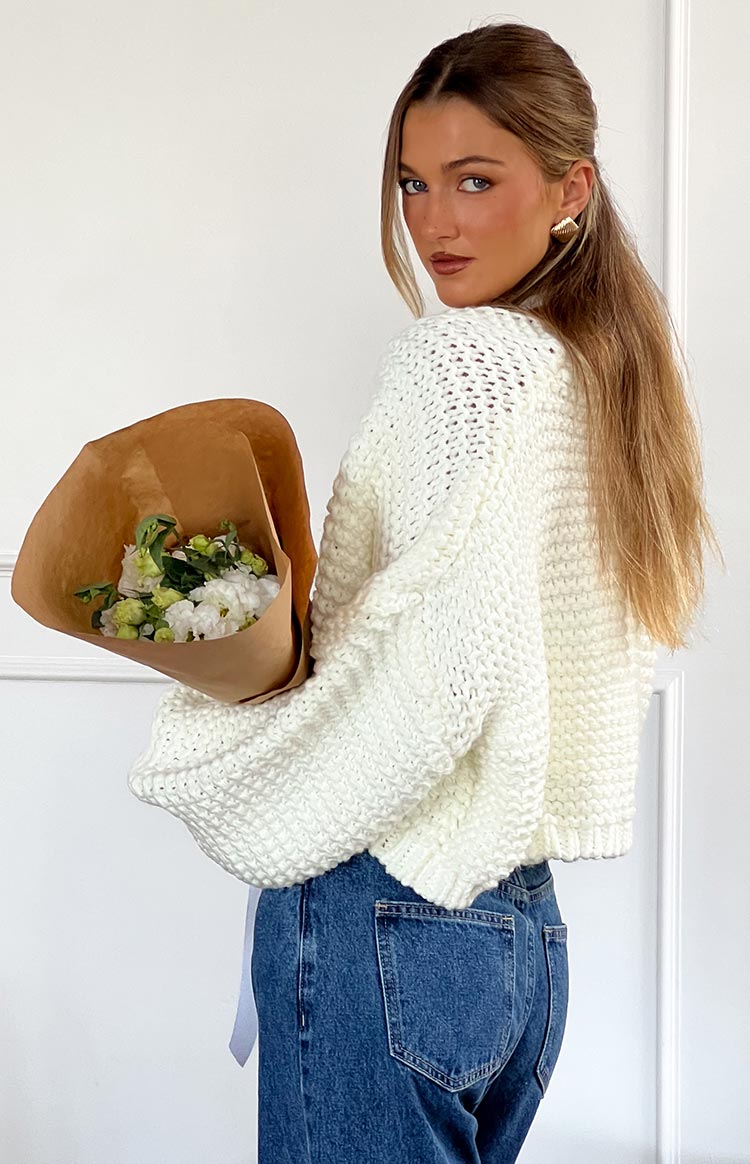 Jen Weißer Strickcardigan