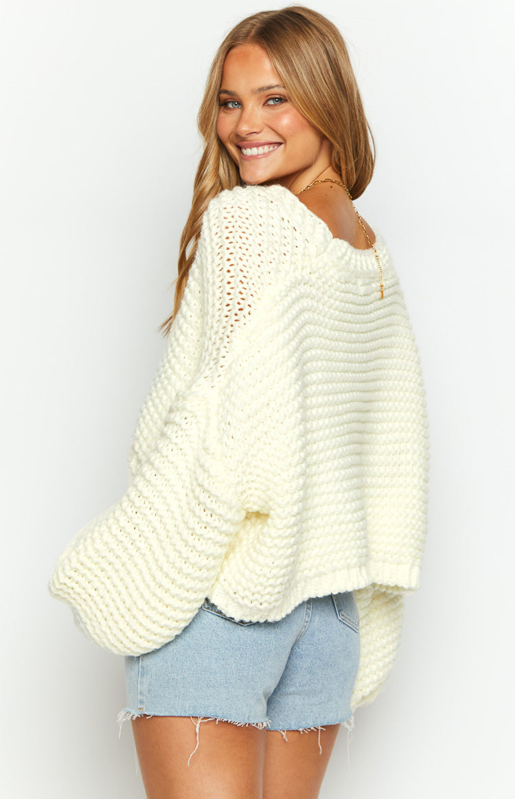 Jen Weißer Strickcardigan