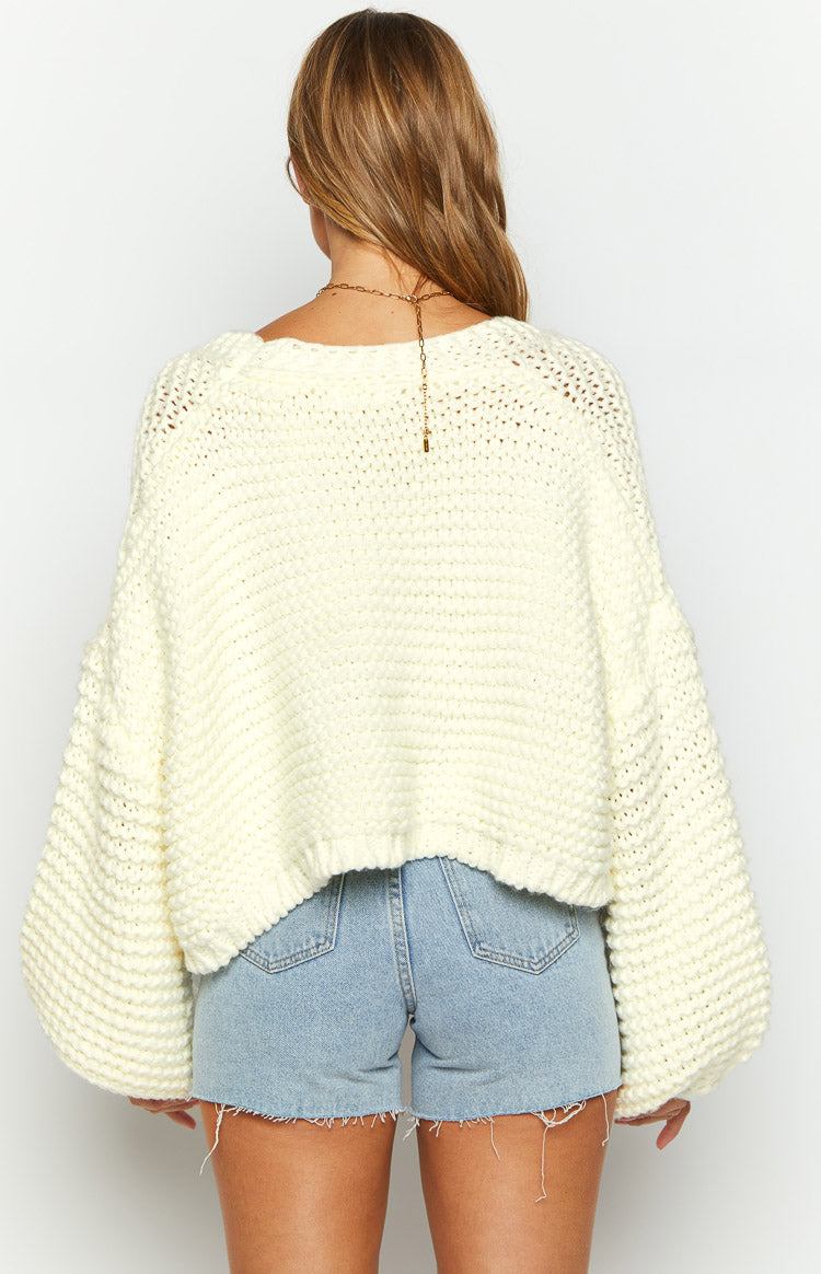 Jen Weißer Strickcardigan