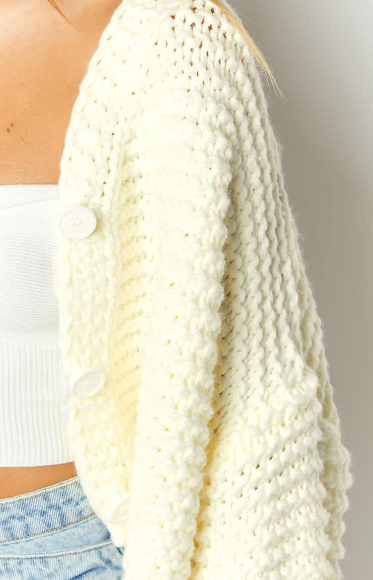 Jen Weißer Strickcardigan