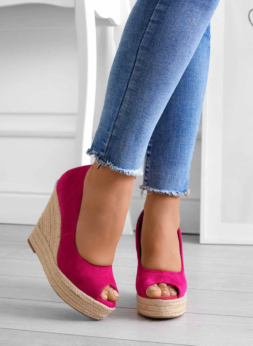 Keil-Espadrilles Sandalen Damen Offene Zehenpartie zum Hineinschlüpfen mit geflochtener Seilsohle