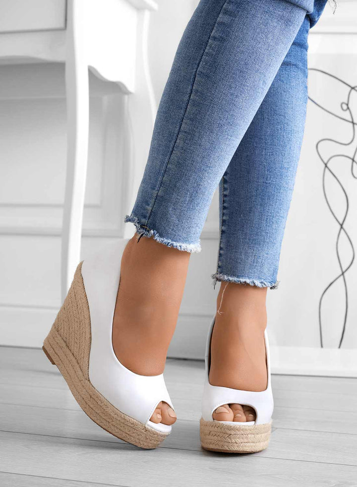 Keil-Espadrilles Sandalen Damen Offene Zehenpartie zum Hineinschlüpfen mit geflochtener Seilsohle