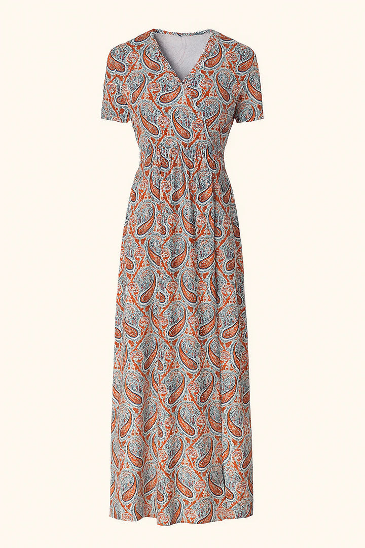 Maxikleid Damen Bedruckte Oberfläche mit Taillengürtel
