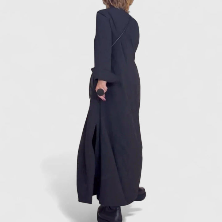 Maxikleid Damen Drapierte Form mit Seitenschlitzen und Taschen
