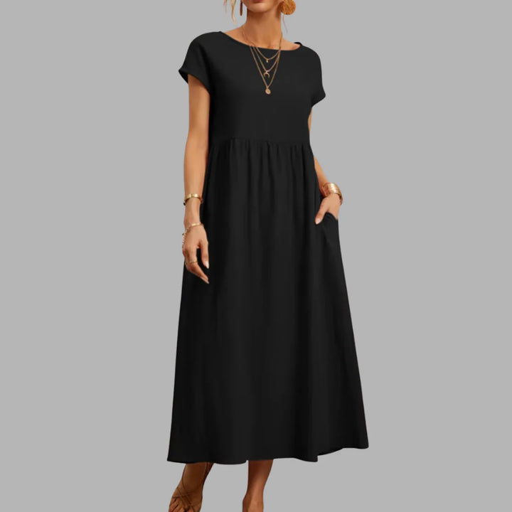 Midikleid Damen Drapierte Struktur mit Seitentaschen
