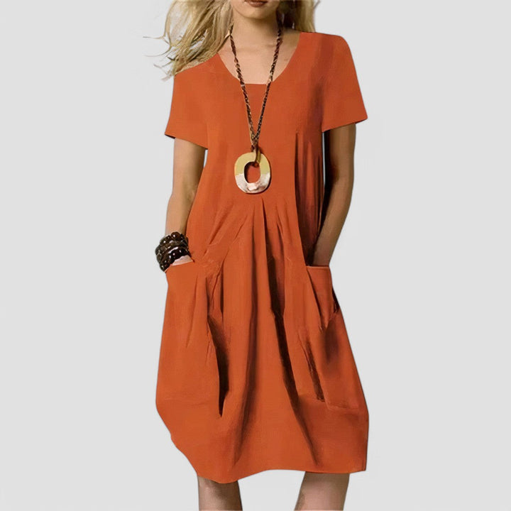 Midikleid Damen Drapierte Struktur mit Seitentaschen