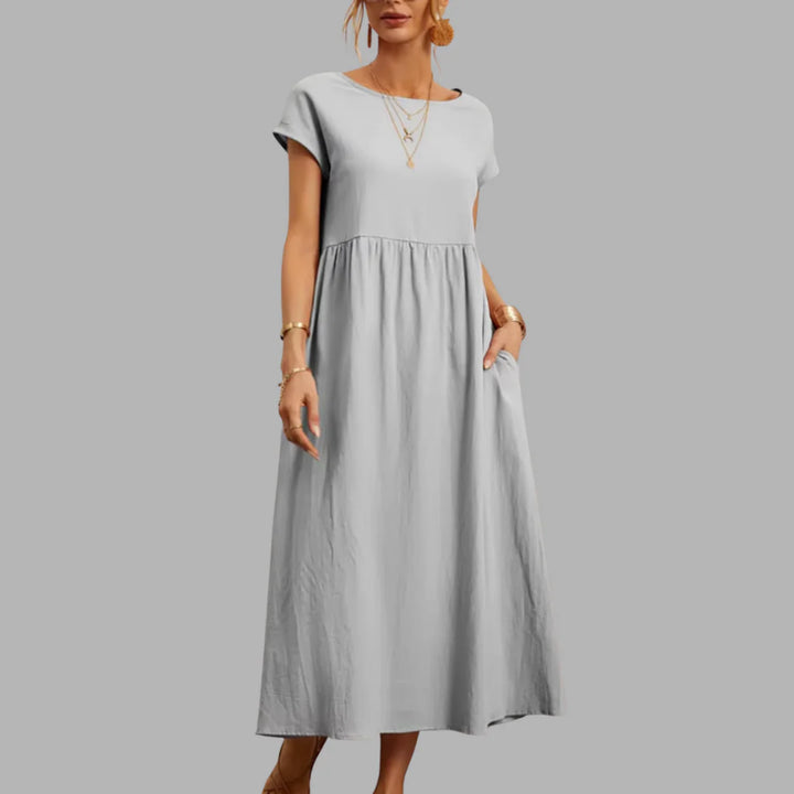 Midikleid Damen Drapierte Struktur mit Seitentaschen
