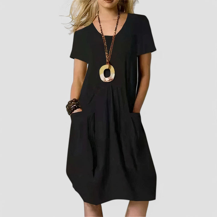 Midikleid Damen Drapierte Struktur mit Seitentaschen