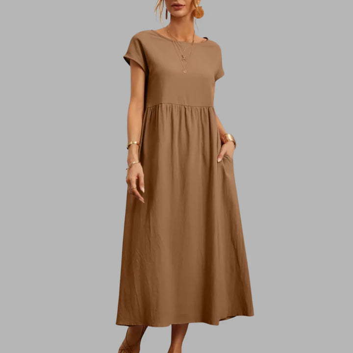 Midikleid Damen Drapierte Struktur mit Seitentaschen