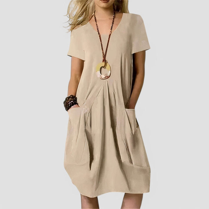 Midikleid Damen Drapierte Struktur mit Seitentaschen