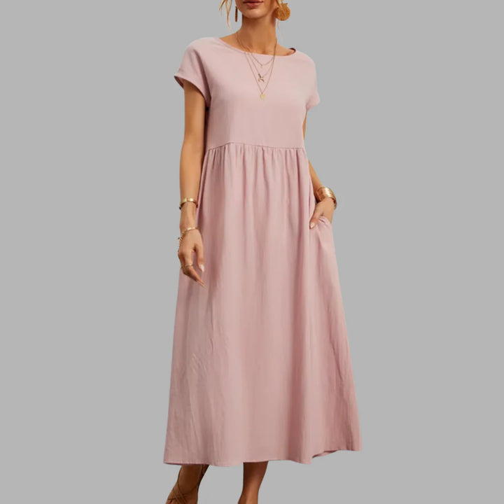 Midikleid Damen Drapierte Struktur mit Seitentaschen