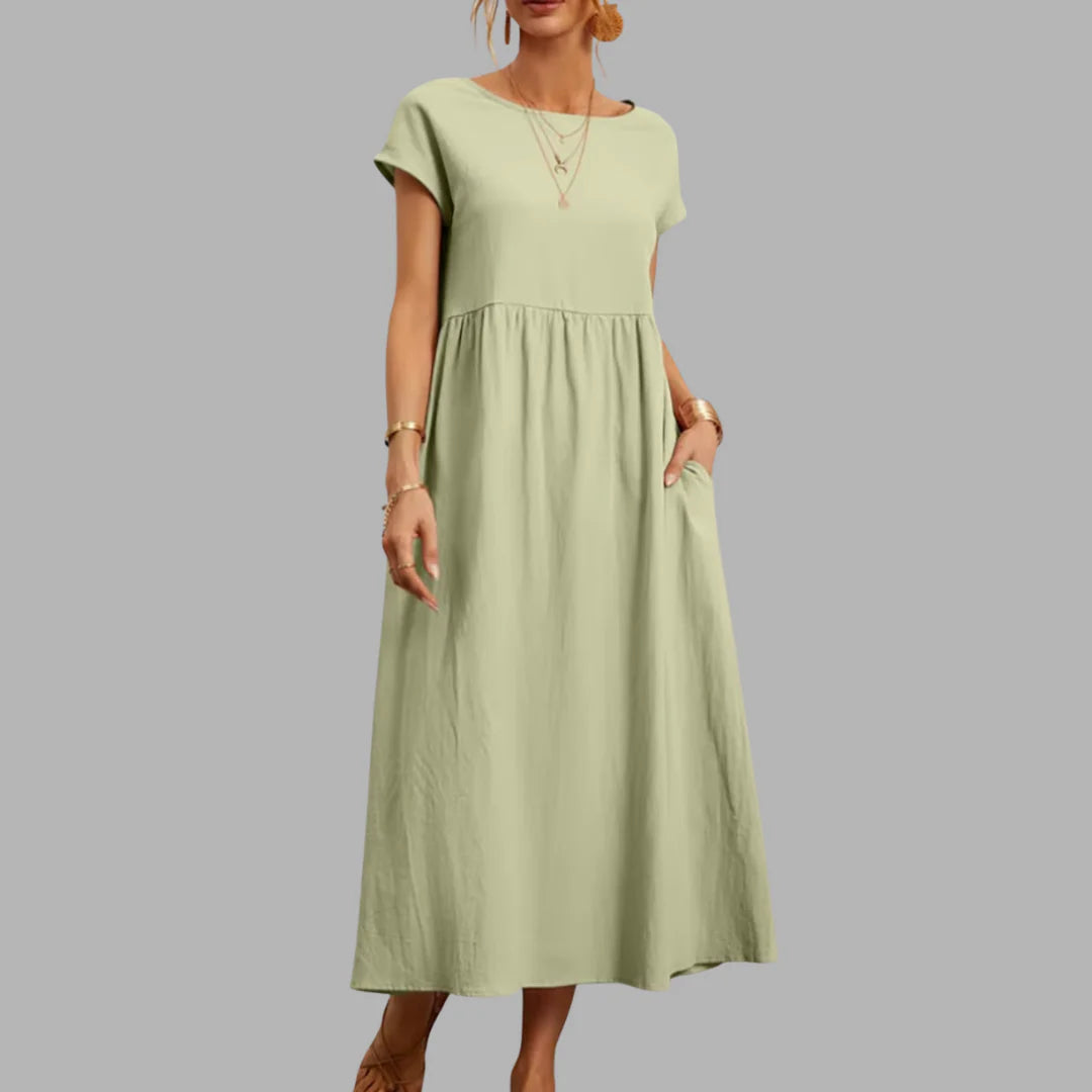 Midikleid Damen Drapierte Struktur mit Seitentaschen