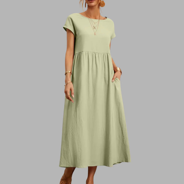 Midikleid Damen Drapierte Struktur mit Seitentaschen