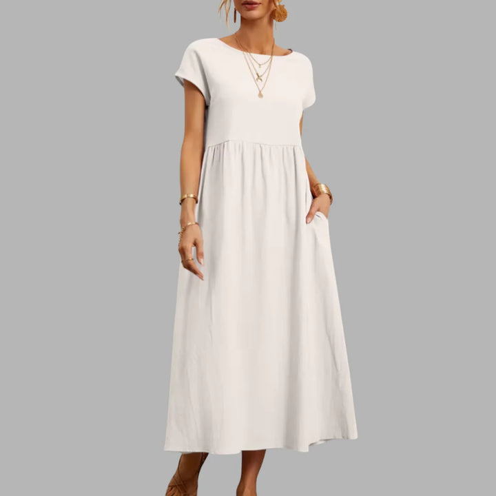 Midikleid Damen Drapierte Struktur mit Seitentaschen