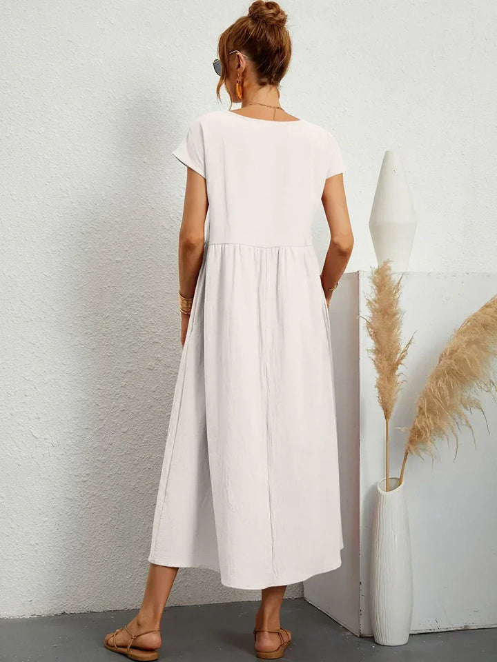 Midikleid Damen Strukturierte Taille mit Seitentaschen