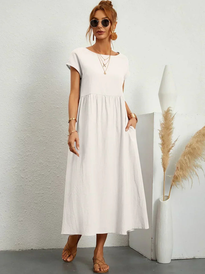 Midikleid Damen Strukturierte Taille mit Seitentaschen