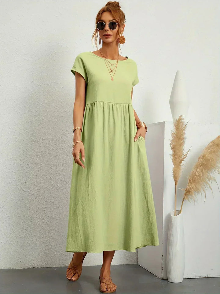 Midikleid Damen Strukturierte Taille mit Seitentaschen