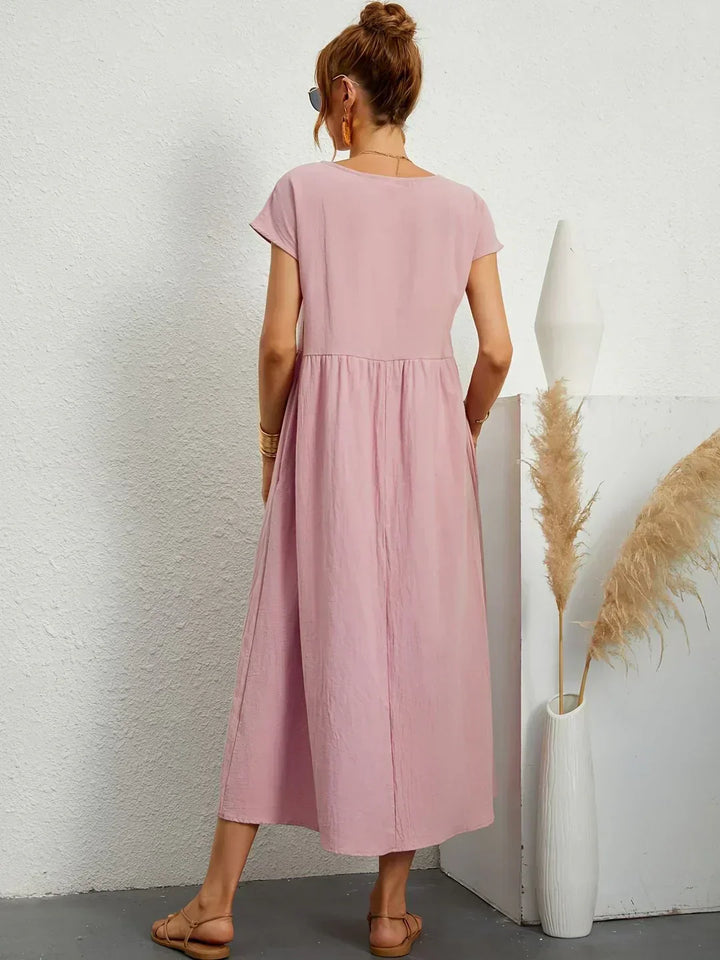 Midikleid Damen Strukturierte Taille mit Seitentaschen