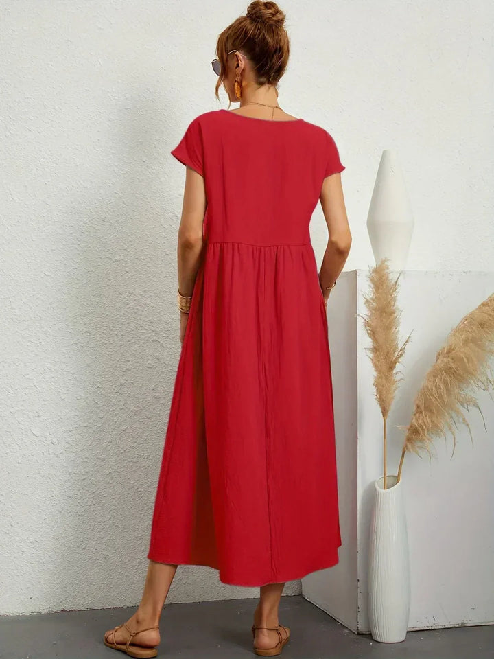 Midikleid Damen Strukturierte Taille mit Seitentaschen
