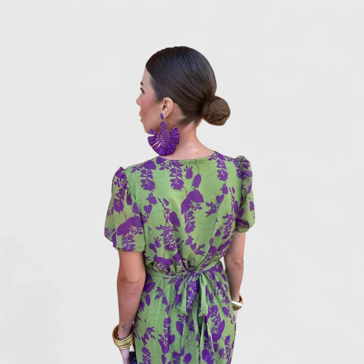 Midikleid mit Blumenmuster für Damen Geknotetes Vorderteil mit bedruckter Oberfläche