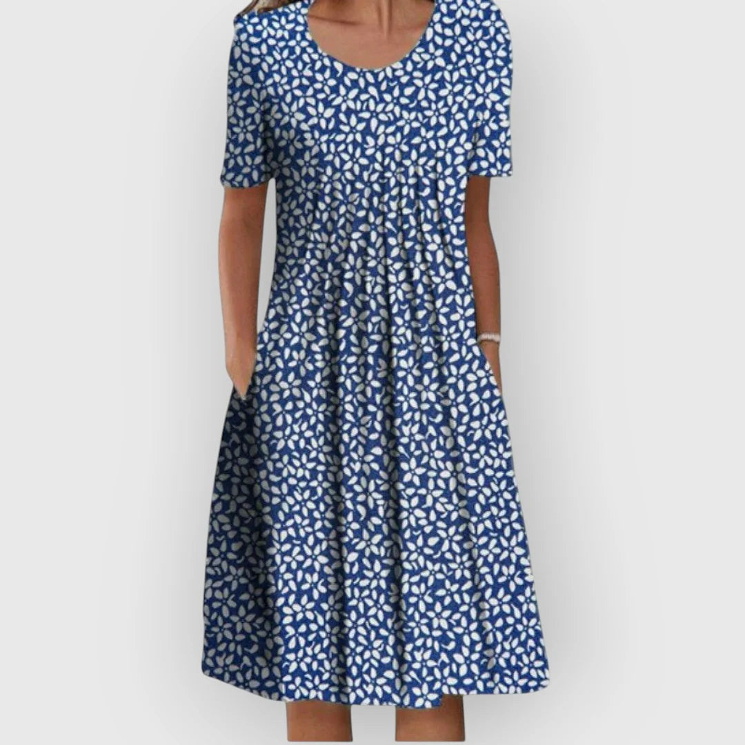 Midikleid mit Blumenmuster für Damen Bedruckte Oberfläche mit Seitentaschen