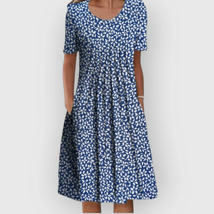 Midikleid mit Blumenmuster für Damen Bedruckte Oberfläche mit Seitentaschen