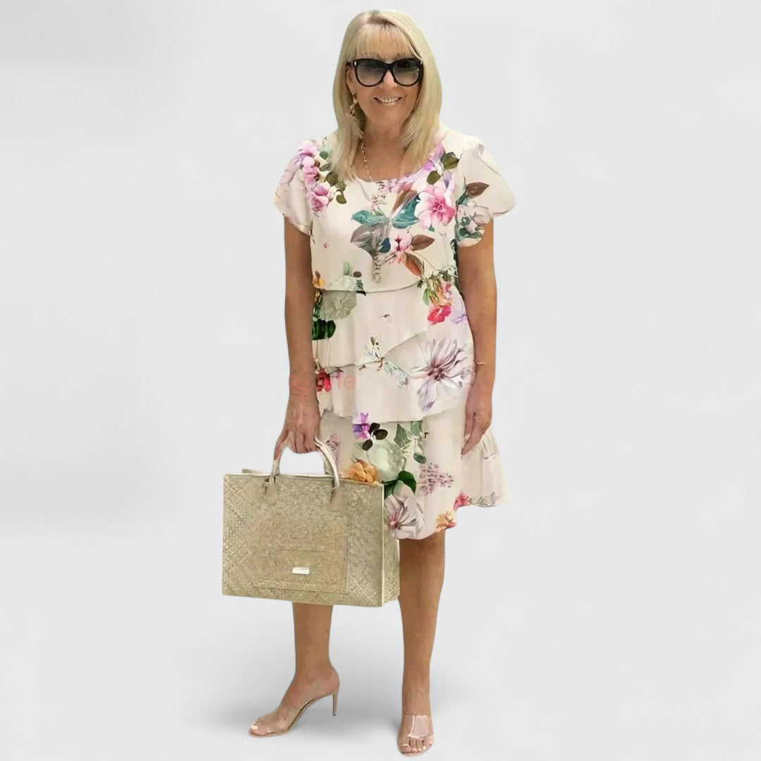 Mini Sommerkleid Damen Stufenrock mit bedruckter Oberfläche