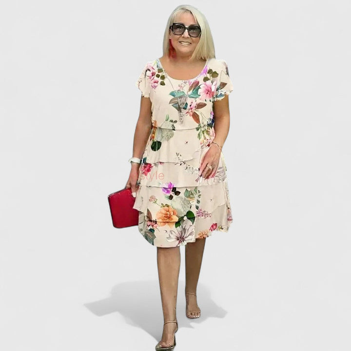 Mini Sommerkleid Damen Stufenrock mit bedruckter Oberfläche