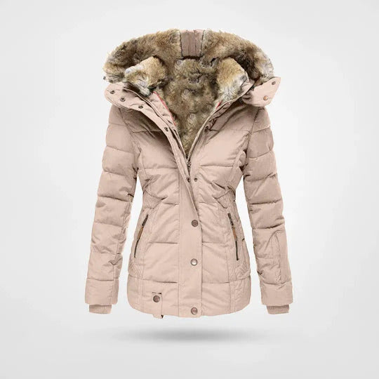 Elvira – Winterjacke mit Pelzkragen und schmaler Passform