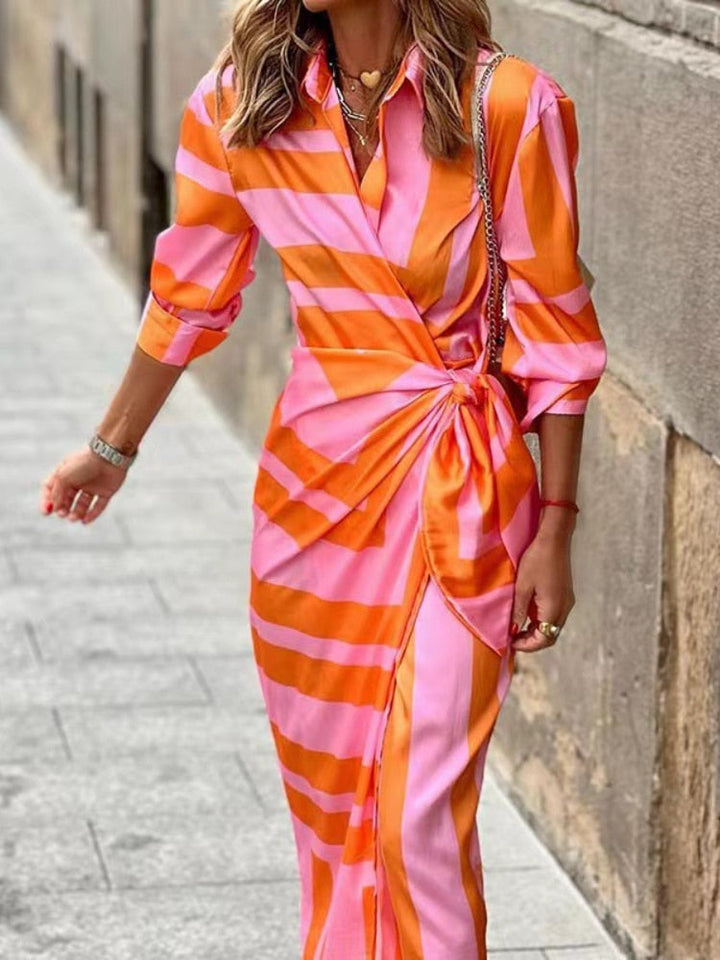 Maxikleid Damen – Oberfläche in Drapé-Optik mit asymmetrischem, geschwungenem Saum