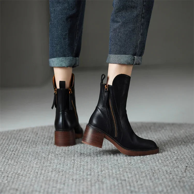 Sonia | Premium Leren Enkellaarsjes – Stijlvol & Comfortabel