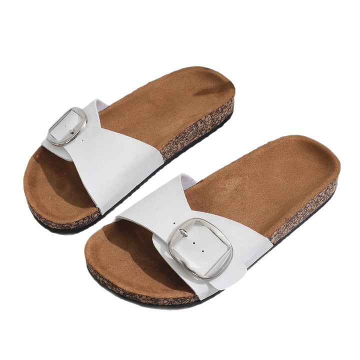 Slip-On-Sandalen Unisex – Fußbett in Korkoptik mit Schnallenriemen