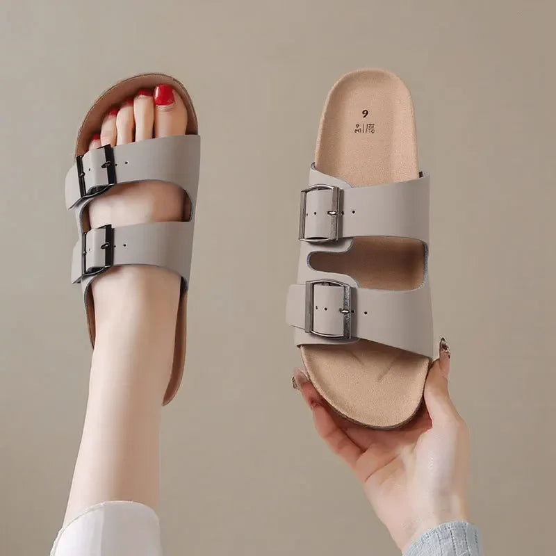 Slip-On-Sandalen Unisex – Zwei Schnallenriemen mit anatomisch geformtem Fußbett