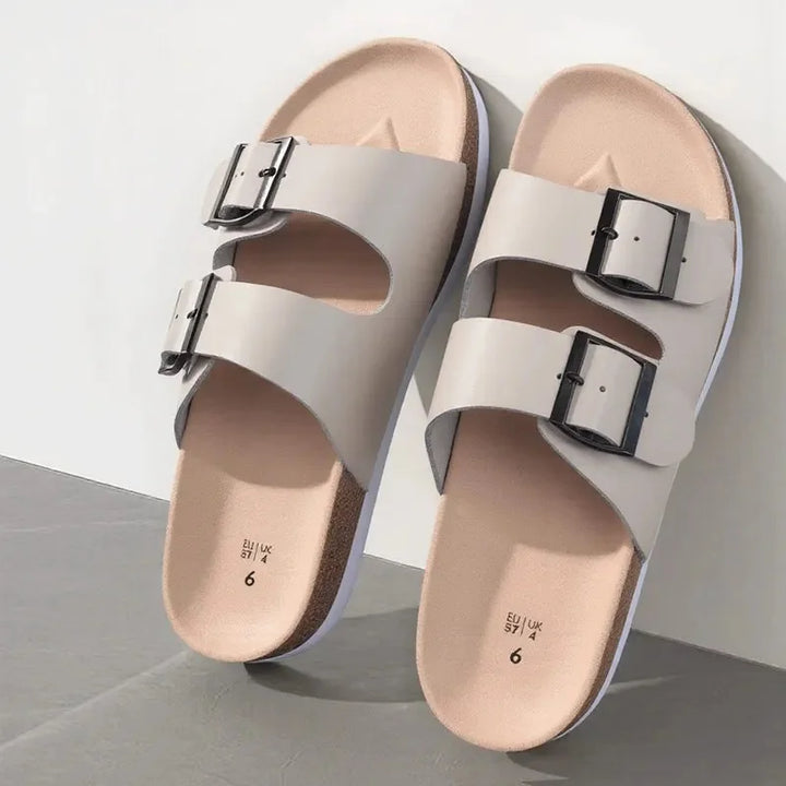Slip-On-Sandalen Unisex – Zwei Schnallenriemen mit anatomisch geformtem Fußbett