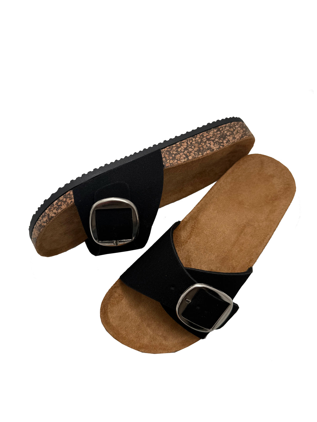 Slip-On-Sandalen Unisex – Fußbett in Korkoptik mit Schnallenriemen