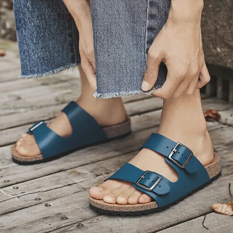 Slip-On-Sandalen Unisex – Zwei Schnallenriemen mit anatomisch geformtem Fußbett