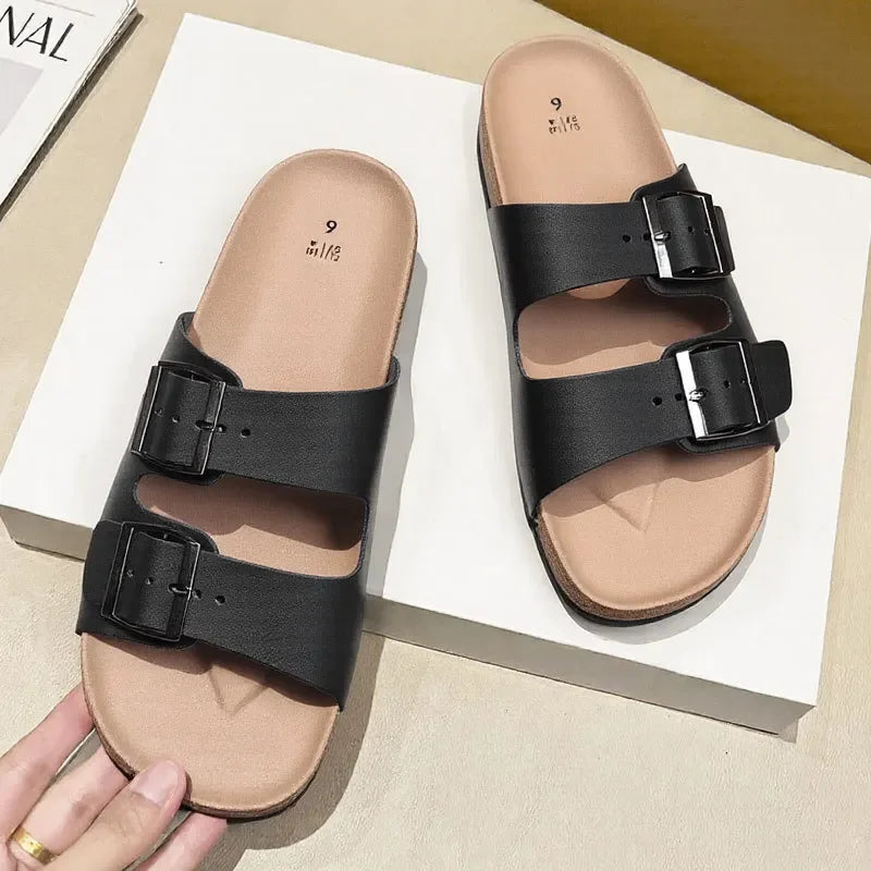Slip-On-Sandalen Unisex – Zwei Schnallenriemen mit anatomisch geformtem Fußbett