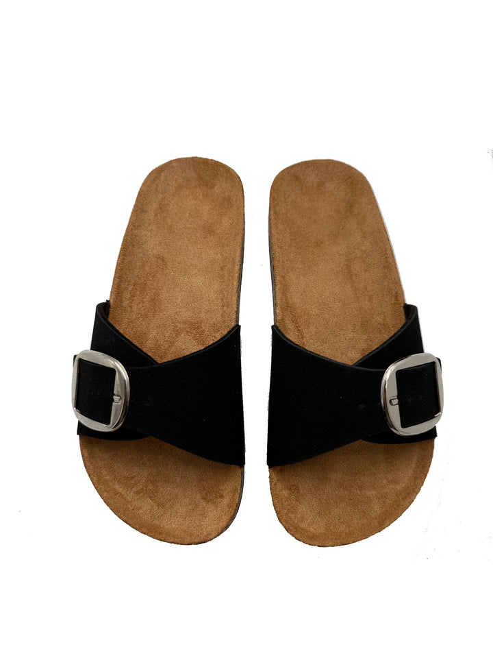 Slip-On-Sandalen Unisex – Fußbett in Korkoptik mit Schnallenriemen