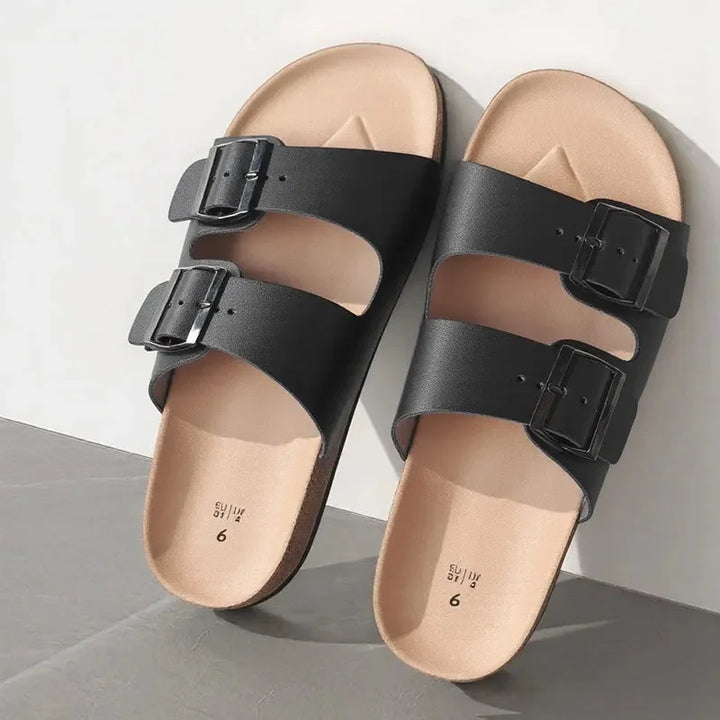 Slip-On-Sandalen Unisex – Zwei Schnallenriemen mit anatomisch geformtem Fußbett